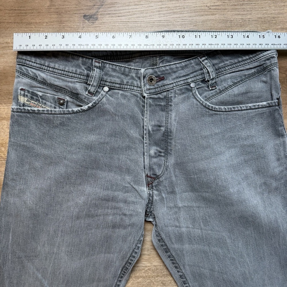 Diesel Iakop Jeans Men 32x30 Gray Slim Tapered Italy Charcoal Whiskered 0803T - Picture 12 of 16